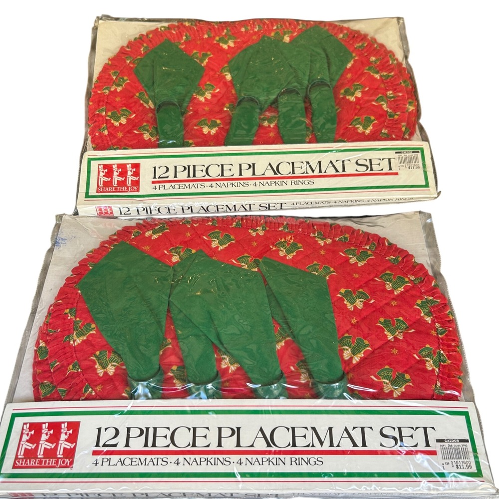 Share The Joy 12pc Christmas Placemat Set‎ 2 Red Green New kitchen grandmacore